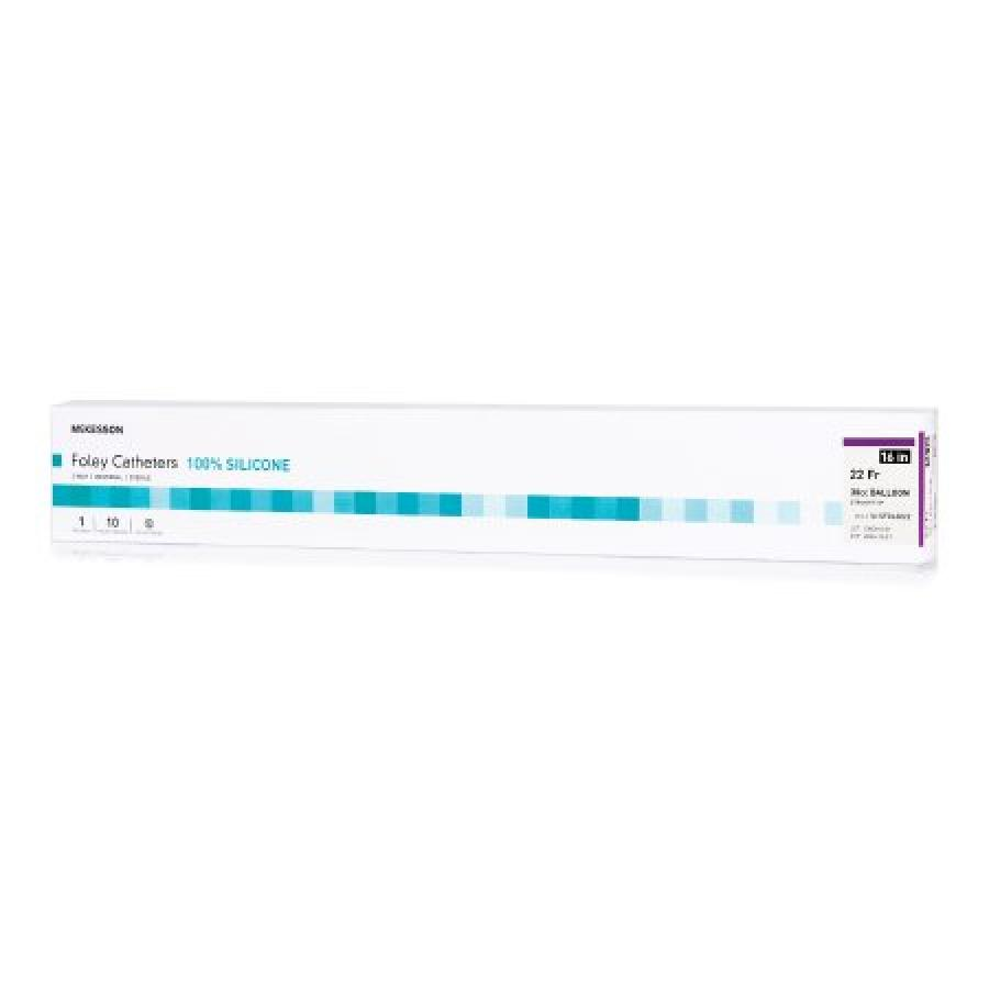 McKesson Foley Catheters, 16 Inch, Silicone, 30 cc Balloon, Sterile, Standard Tip, Purple, 22 Fr., 2-Way McKesson Foley Catheters, 16 Inch, Silicone, 30 cc Balloon, Sterile, Standard Tip, Purple, 22 Fr., 2-Way