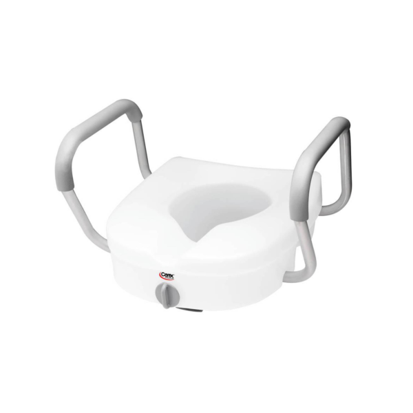 Raised Toilet Seat with Arms Carex® E-Z Lock™ 5 Inch Height Standard Round 300 lbs. Weight Capacity