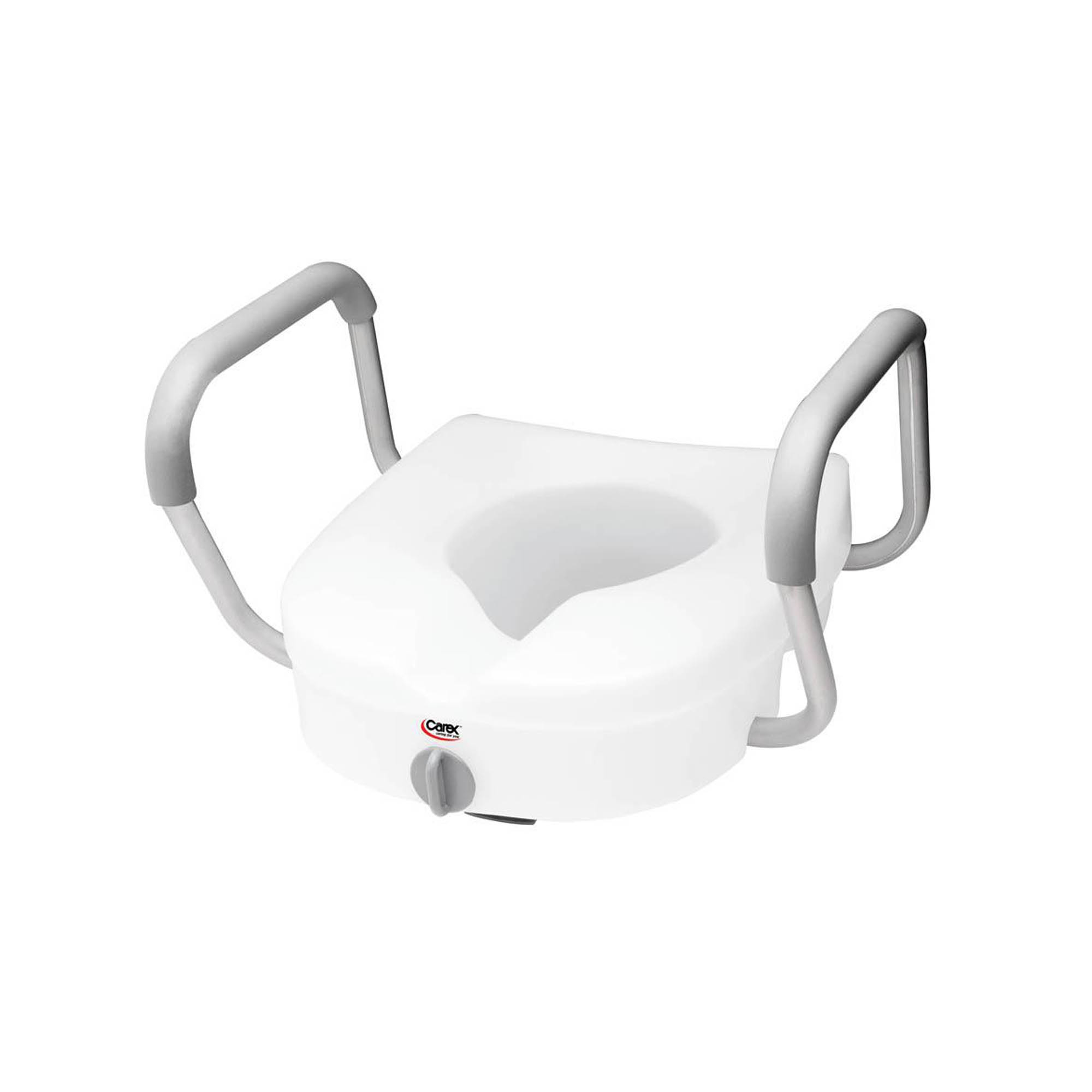 Raised Toilet Seat with Arms Carex® E-Z Lock™ 5 Inch Height Standard Round 300 lbs. Weight Capacity