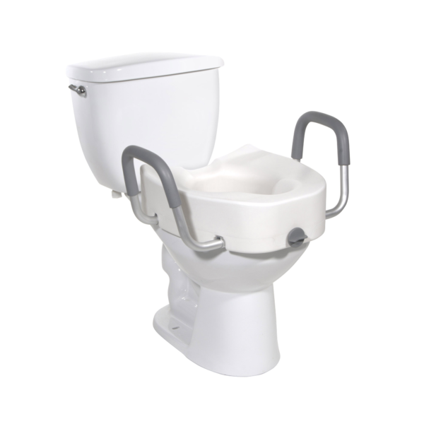 Raised Toilet Seat with Arms drive™ Premium 5 Inch Height Elongated 300 lbs. Weight Capacity