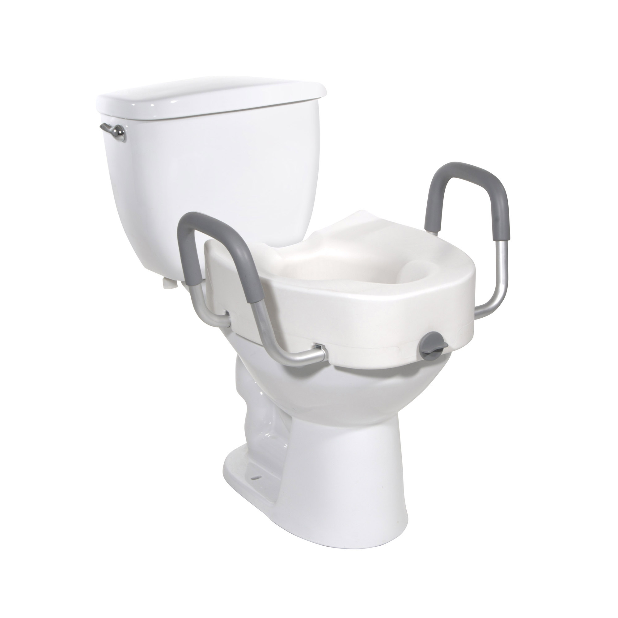 Raised Toilet Seat with Arms drive™ Premium 5 Inch Height Elongated 300 lbs. Weight Capacity