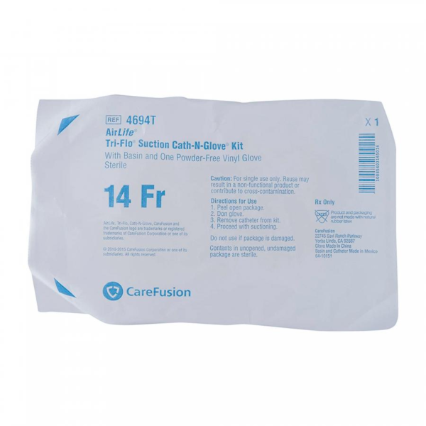 Vyaire Medical AirLife Cath-N-Glove Suction Catheter Kit, Non-Sterile, 14 FR.