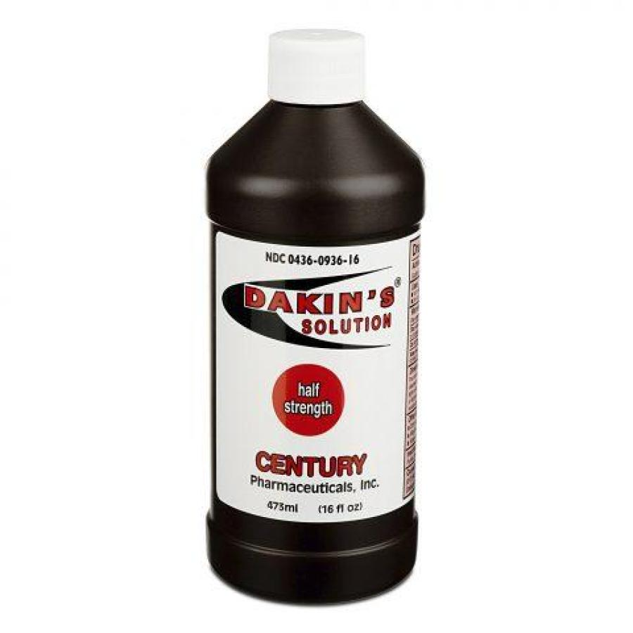 fedb2879-a790-5ba5-bab9-fa63ca465cc7_l Dakin's Half Strength Antimicrobial Wound Cleanser, Sodium Hypochlorite, Half strength (0.25%), Pre- and post-surgery, 16 ounce Bottle, #0436-0936-16 - Image 1