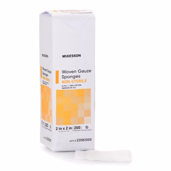 Gauze Sponge McKesson 2 X 2 Inch 8-Ply NonSterile 200 per Pack