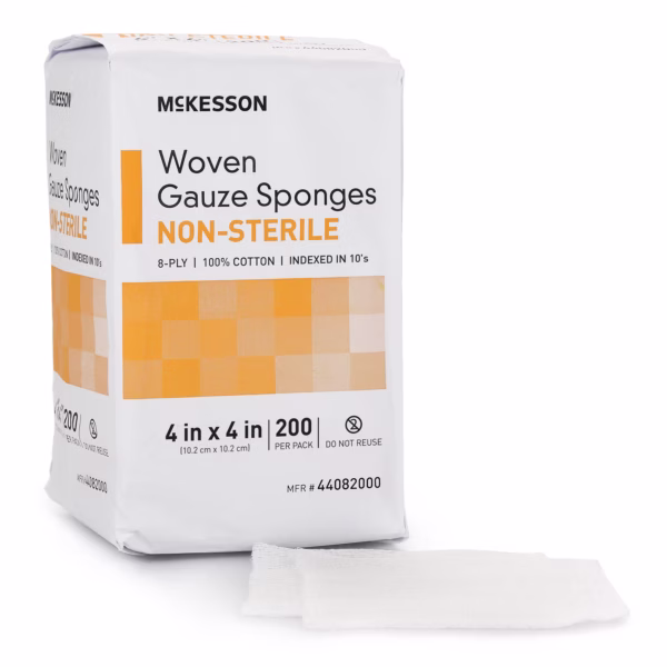 Gauze Sponge McKesson 4 X 4 Inch 8-Ply NonSterile 200 per Pack