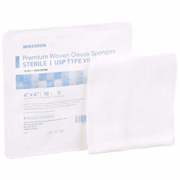 Gauze Sponge McKesson 4 X 4 Inch 12-Ply Sterile 10 per Tray