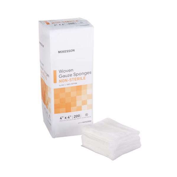 Gauze Sponge McKesson 4 X 4 Inch 16-Ply NonSterile 200 per Pack
