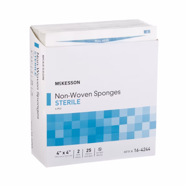 Nonwoven Sponge McKesson 4 X 4 Inch 4-Ply Sterile 2 per Pack