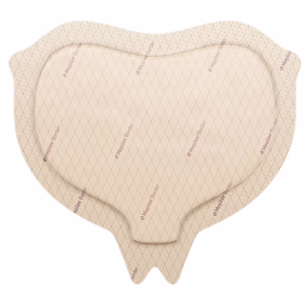 Foam Dressing Mepilex® Border Sacrum 6-1/3 X 7-9/10 Inch With Border Film Backing Silicone Adhesive Sacral Sterile #282055
