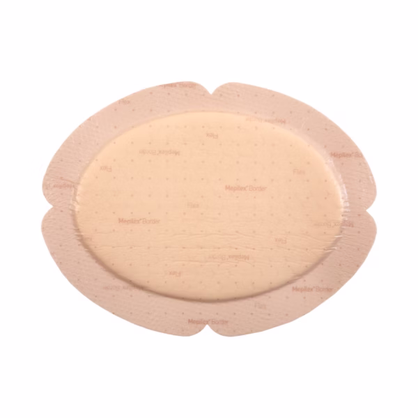 Foam Dressing Mepilex® Border Flex Oval 5.1 X 6.3 Inch With Border Film Backing Silicone Adhesive Oval Sterile #583300