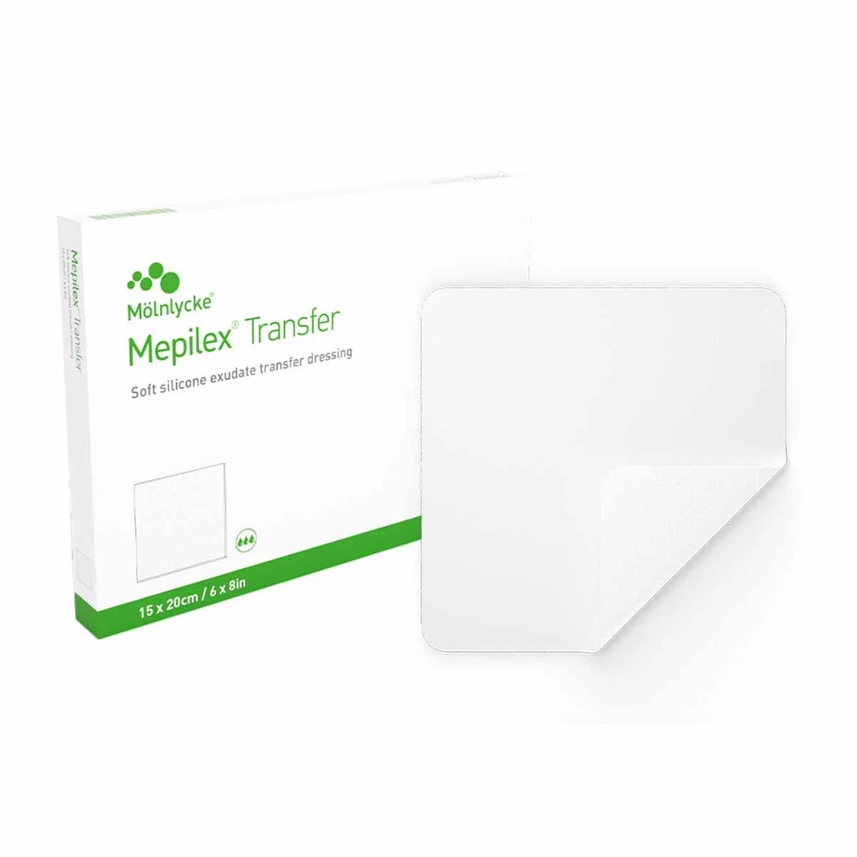 mepilex_transfer_6x8__box5 Mepilex Transfer Dressing with Safetac, 6 x 8 Inch. #294899 - Image 1