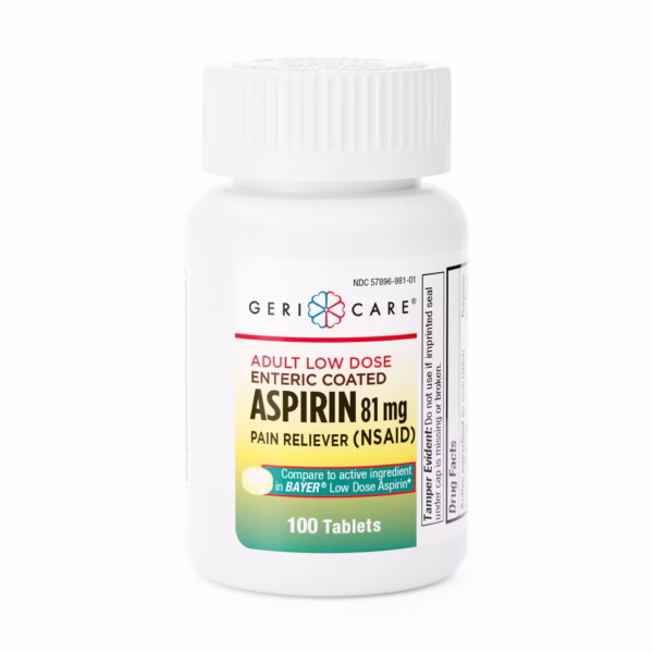 Pain Relief Geri-Care® 81 mg Strength Aspirin Tablet 100 per Bottle #981-01-GCP