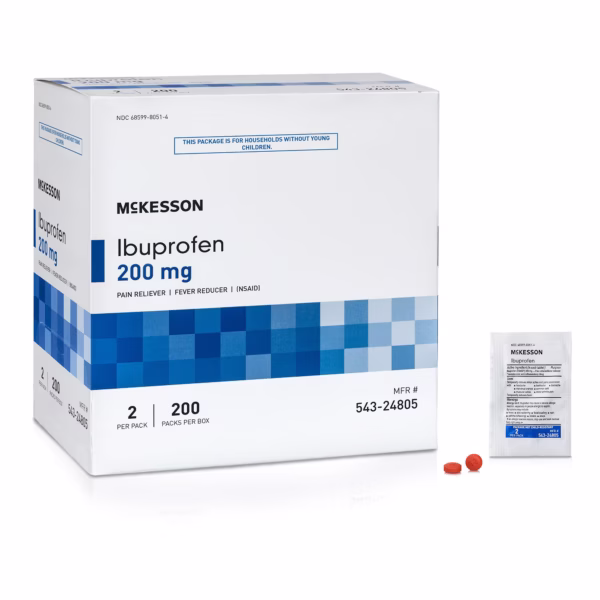 Pain Relief McKesson 200 mg Strength Ibuprofen Unit Dose Tablet 200 per Box #543-24805