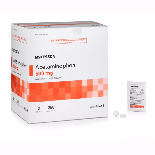 Pain Relief McKesson 500 mg Strength Acetaminophen Unit Dose Tablet 250 per Box #82468