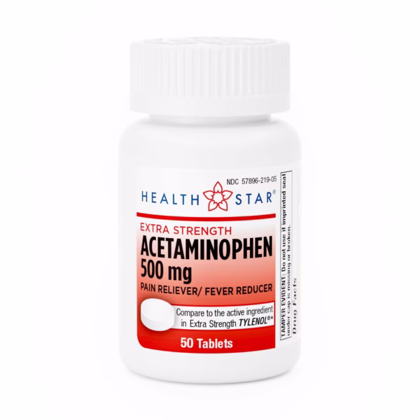 Pain Relief 500 mg Strength Acetaminophen Tablet 50 per Bottle #201-05-HST