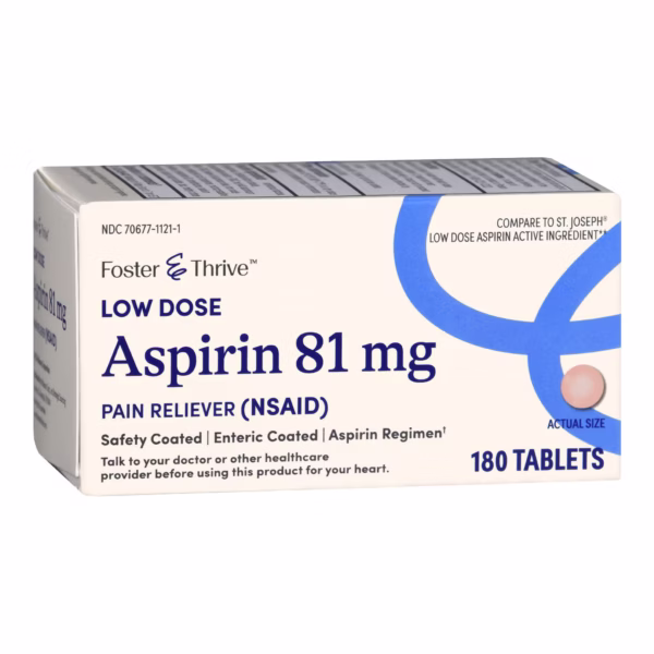 Pain Relief Foster & Thrive™ 81 mg Strength Aspirin Tablet 180 per Bottle #70677112101