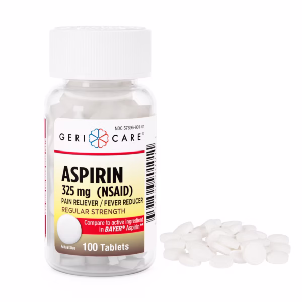 Pain Relief Geri-Care® 325 mg Strength Aspirin Tablet 100 per Bottle #901-01-GCP