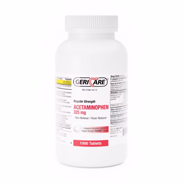 Pain Relief Geri-Care® 325 mg Strength Acetaminophen Tablet 1,000 per Bottle #101-10-GCP