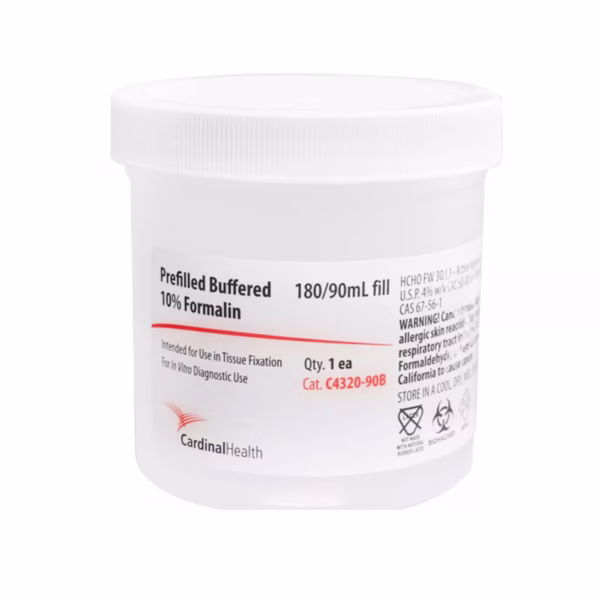 Prefilled Formalin Container SP® 90 mL Fill in 180 mL (6 oz.) Screw Cap Biohazard Symbol / Patient Information NonSterile #C4320-90B