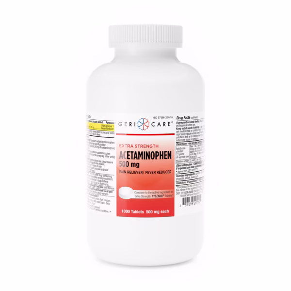 Pain Relief Geri-Care® 500 mg Strength Acetaminophen Tablet 1,000 per Bottle #201-10-GCP