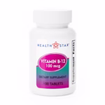 Vitamin Supplement HEALTH STAR® Vitamin B12 100 mcg Strength Tablet 100 per Bottle #856-01-HST