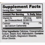 Vitamin Supplement 21st Century® Vitamin D / Calcium 5,000 IU Strength Tablet 110 per Bottle #74098527288 - Image 2