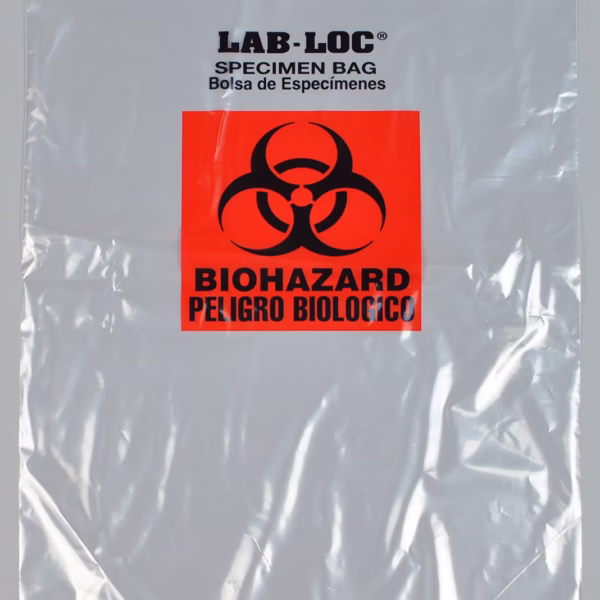 Specimen Transport Bag with Document Pouch Lab-Loc® 14 X 20 Inch Zip Closure Biohazard Symbol NonSterile #LABZ1420B